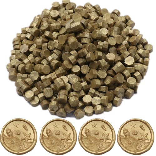 ONWINPOR Wax Seal Beads Light Gold, 400Pcs Sealing Wax Beads, Octagon Wax Sealing Beads, Bronze Gold Sealing Wax Beads Set for Wax Seal Stamp, Gift Wrapping, Letter Sealing (Light Gold) - Image 4