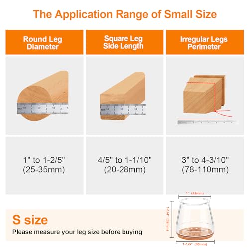 Joeyrras 24Pcs Silicone Chair Leg Floor Protectors,Floor Protectors for Chairs,Rubber Chair Leg Protectors for Hardwood Floors,Chair Leg Caps Chair Leg Covers for Wooden Floors(Clear, Small) - Image 4