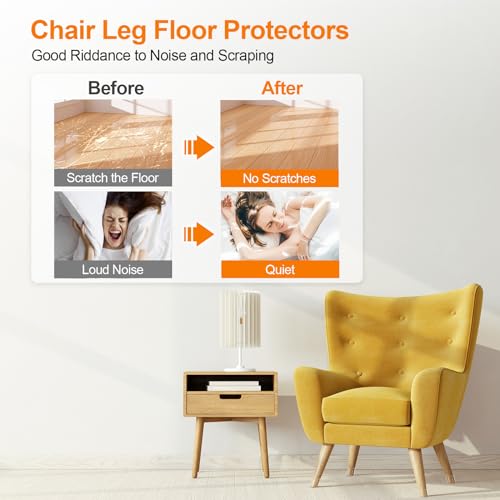 Joeyrras 24Pcs Silicone Chair Leg Floor Protectors,Floor Protectors for Chairs,Rubber Chair Leg Protectors for Hardwood Floors,Chair Leg Caps Chair Leg Covers for Wooden Floors(Clear, Small) - Image 2