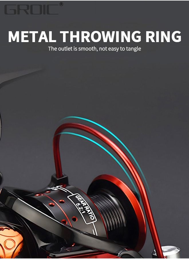GROIC Fishing Reel, Ultra Smooth Powerful Fish Spinning Wheel, Aluminium Alloy Fishing Reels with 12LBs Drag Max, Balanced and Lightweight, Perfect for Freshwater or Saltwater Fishing  - Image 4