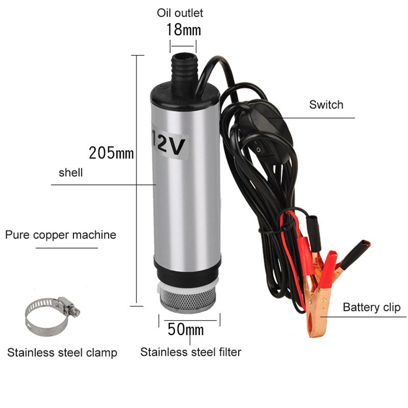 12Volt Self Priming Submersible Oil Pump Small Electric Water Oil Transfer Refueling Submersible Pump Portable Oil Pump For Car Motorbike - Image 2