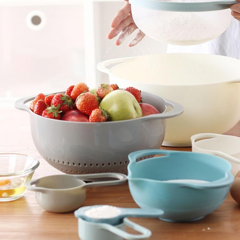 4-Piece Kitchen Prep Set Multi-use Mixing Bowls, Strainer & Measuring Cup for Efficient Food Preparation & Space Saving - Image 3