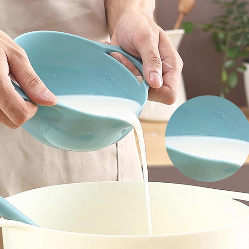 4-Piece Kitchen Prep Set Multi-use Mixing Bowls, Strainer & Measuring Cup for Efficient Food Preparation & Space Saving - Image 5