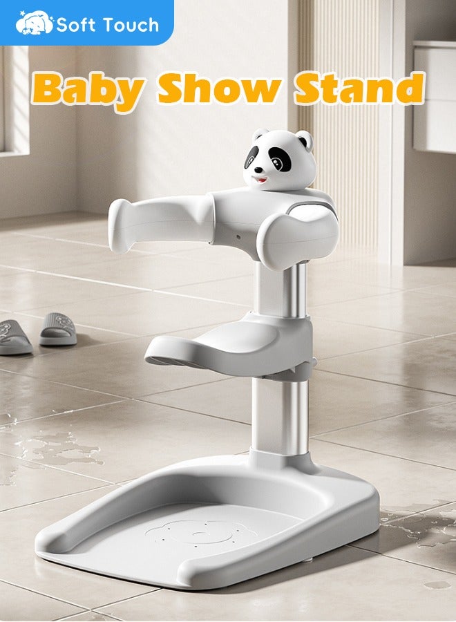 Soft Touch Baby Shower Stand Panda Toddler Bath Support with Seat Portable Bath Helper for Infants & Toddlers Durable Baby Bath Aid with High Adjustable Baby Shower Support for 6 Months+ Baby - Image 1