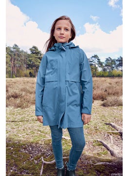 Tchibo Kid Girls Plain Long Sleeve Parka Jacket, Blue  - Image 1