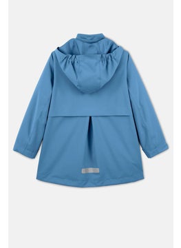 Tchibo Kid Girls Plain Long Sleeve Parka Jacket, Blue  - Image 2