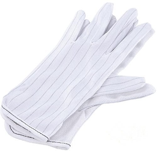 REES52 Anti-Static ESD Safe [Reusable] Protective Dotted Hand Gloves [Medium] - White - Image 2