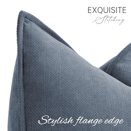 ZWJD Dusty Blue Pillow Covers 22x22 Set of 2 Chenille Throw Pillow Covers with Elegant Design Soft and Luxurious Decorative Throw Pillows for Couch Bed and Home DecorDusty Blue - Image 3