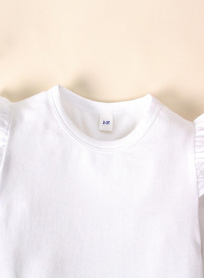 Magic Park 12M-14Y Toddler Girl Long Sleeve Blouse Kids Solid Color Tee Little Girls Ruffle Cuffs T-Shirts Winter Casual Tops (Long White Tee, 3-4 Years) - Image 3