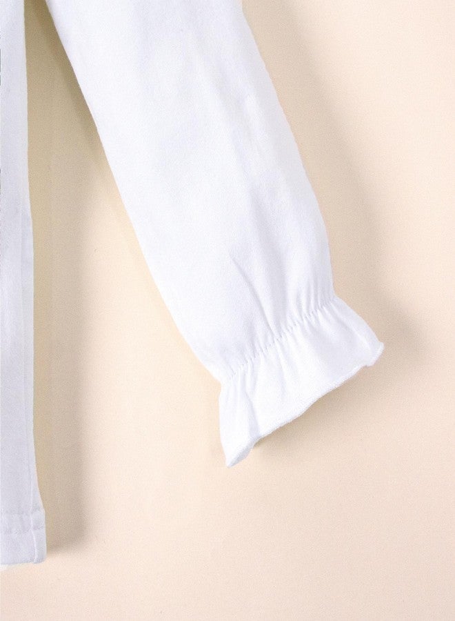 Magic Park 12M-14Y Toddler Girl Long Sleeve Blouse Kids Solid Color Tee Little Girls Ruffle Cuffs T-Shirts Winter Casual Tops (Long White Tee, 3-4 Years) - Image 5