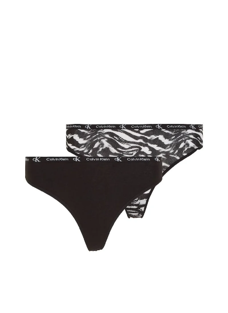 CALVIN KLEIN Women's 2 Pack Thongs  - Cotton, Black