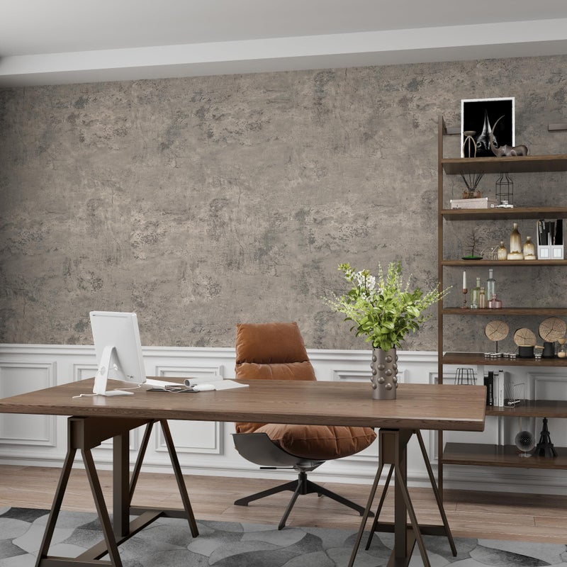 3yecao 31"Ã—354" Extra Thicker Light Brown Grey Concrete Contact Paper Gray Concrete Wallpaper Peel and Stick Wide Viny Wrap 3D Textured Cement Waterproof Wall Sticker for Walls Bedroom Bathroom Gym - Image 4