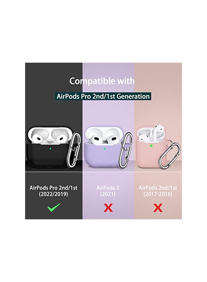 erorex Air Pods Pro Case 2Nd 1St Generation 2023 2022 2019 With Cleaning Kit And 4 Pairs Replacement Ear Tips Xs S M L Silicone Cover Compatible With Air Pods Pro 2 Usb C Lightning Cable Black - Image 4