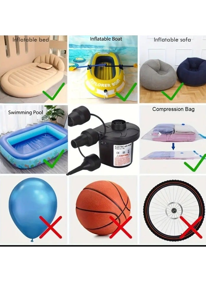 Generic - Electric Air Blower Equipped with 3 Nozzles to Inflate the Swimming Pool, Sofa, Air Bed, Air Mattress, Inflatable Home Furniture, and All Inflatable Swimming Supplies from Boats and Swimming Pools. - Image 1