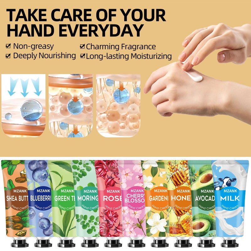 MZANK 14 Pack Hand Cream for Dry Cracked Hands,Stocking Stuffers Gifts for Women Teengirls,Valentines Day Gifts,Bridesmaid Gifts,Nurse Appreciation Gifts,Teacher Appreciation Gifts,Hand Lotion Travel Size - Image 4
