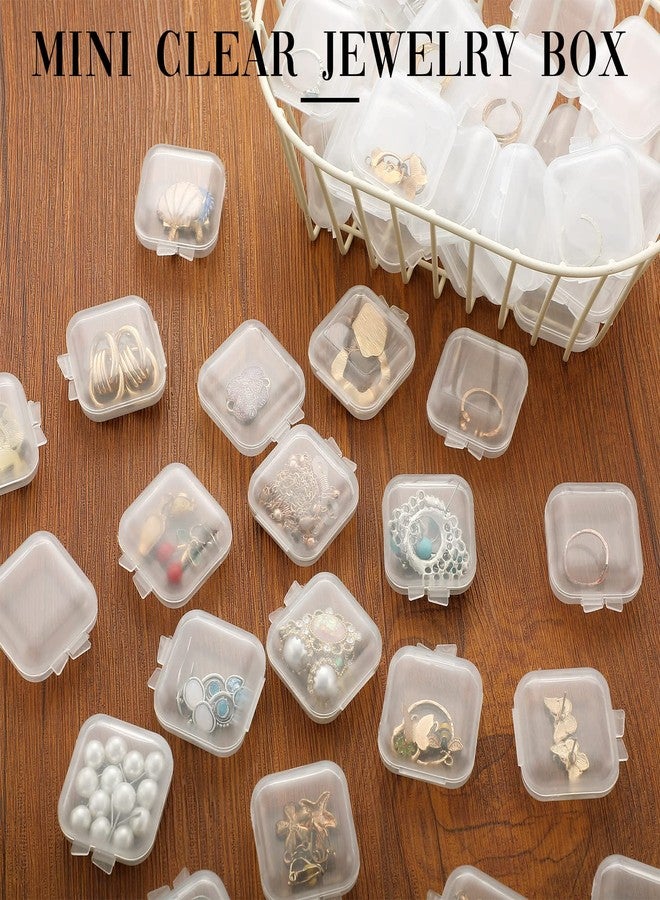 Chunful 100 Pack Mini Clear Plastic Jewelry Box Earring Organizers Small Storage Containers with Hinged Lid for Earrings Pearl Bracelets and Small Accessories - Image 2