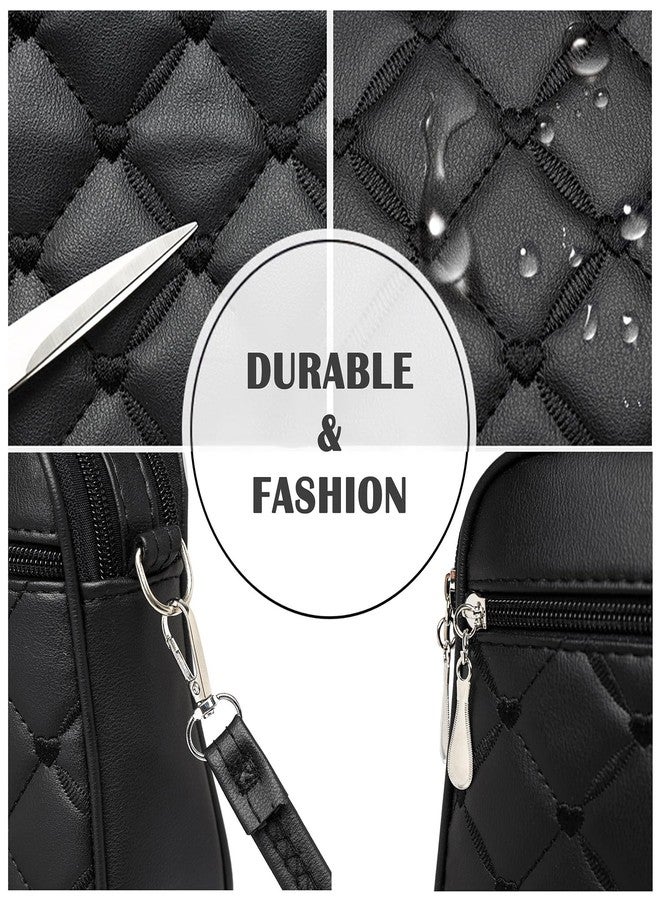 HFLZBRO Small Quilted Crossbody for Women purse,vegan leather Multi-layer Shoulder Handbag Clutch with Adjustable strap（BLACK） - Image 5