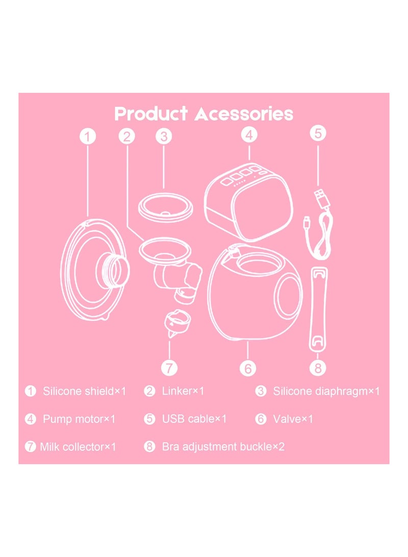 SYOSI Wearable Electric Breast Pump, Hands-Free Rechargeable Breast Pump with 2 Modes 5 Levels Strong Pumping Electric Breast Pumps Memory Function Electric Breast Pump Low Noise & No Pain - Image 4