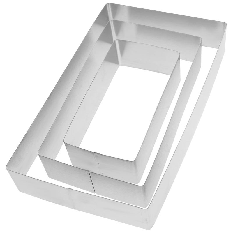 DOITOOL 3Pcs Mousse Mold Square Metal Baking Ring Rectangular Mousse Ring Mousse Cake Ring Stainless Steel Tiramisu Cheese Pie Pastry Cutter Baking Tool for Kitchen - Image 1