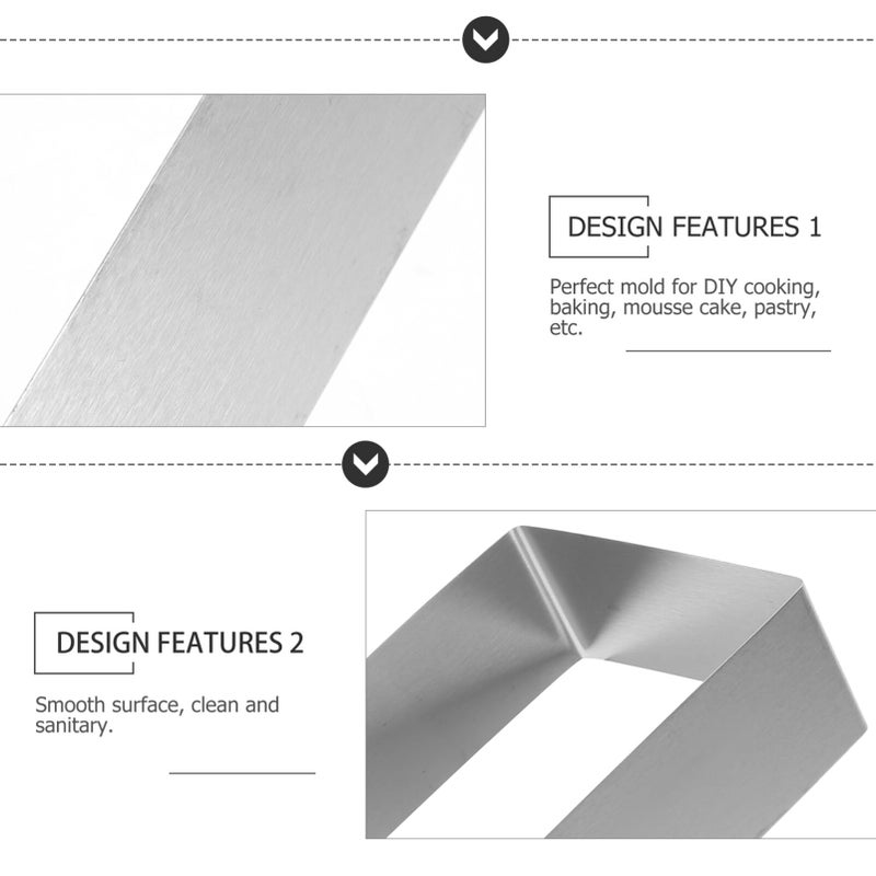 DOITOOL 3Pcs Mousse Mold Square Metal Baking Ring Rectangular Mousse Ring Mousse Cake Ring Stainless Steel Tiramisu Cheese Pie Pastry Cutter Baking Tool for Kitchen - Image 4