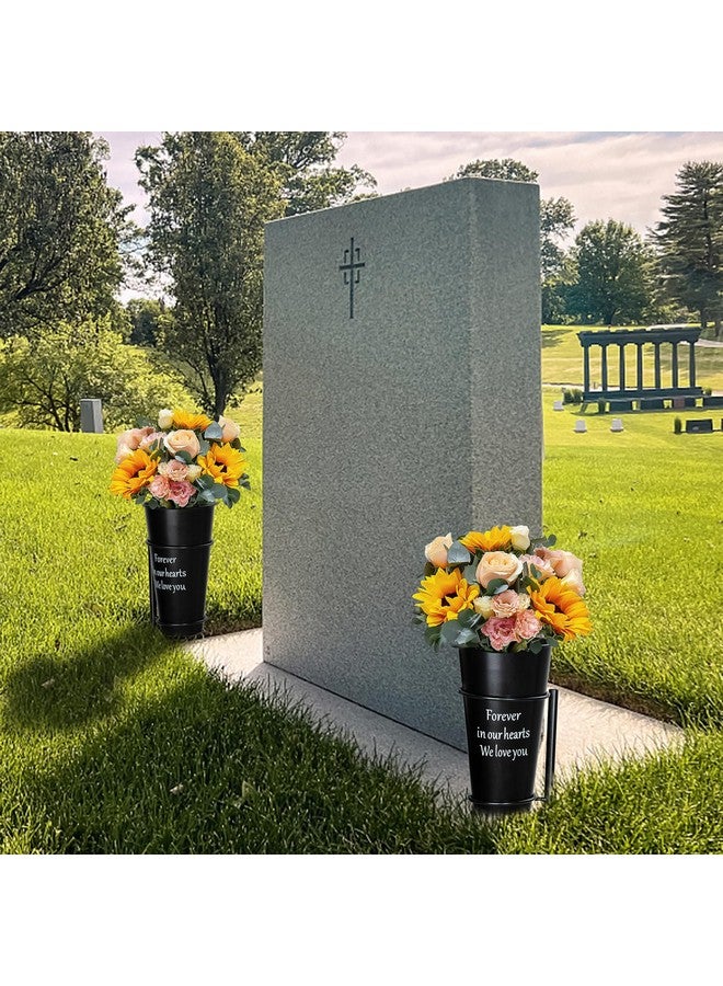 XONOR Metal Cemetery Vase Flower Holder with Spikes in Ground Grave Vases for Gravesite Gravestone Memorial Grave Markers Cemetery Decorations (4Pcs, Black), Flower is not Included - Image 4