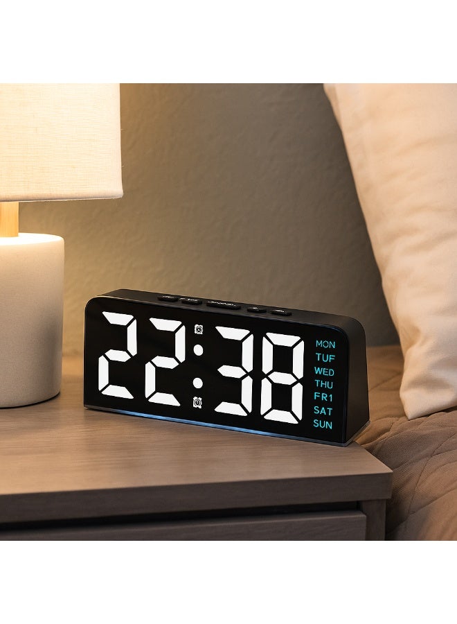 Y&D Digital Alarm Clock LED Digital Clock with Ambient Light with Day Date Temperature 12 24H Dual Alarm Snooze Bedside Desk Table Clock for Office Bedroom Kids Elderly - Image 1