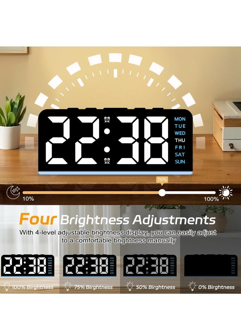 Y&D Digital Alarm Clock LED Digital Clock with Ambient Light with Day Date Temperature 12 24H Dual Alarm Snooze Bedside Desk Table Clock for Office Bedroom Kids Elderly - Image 3