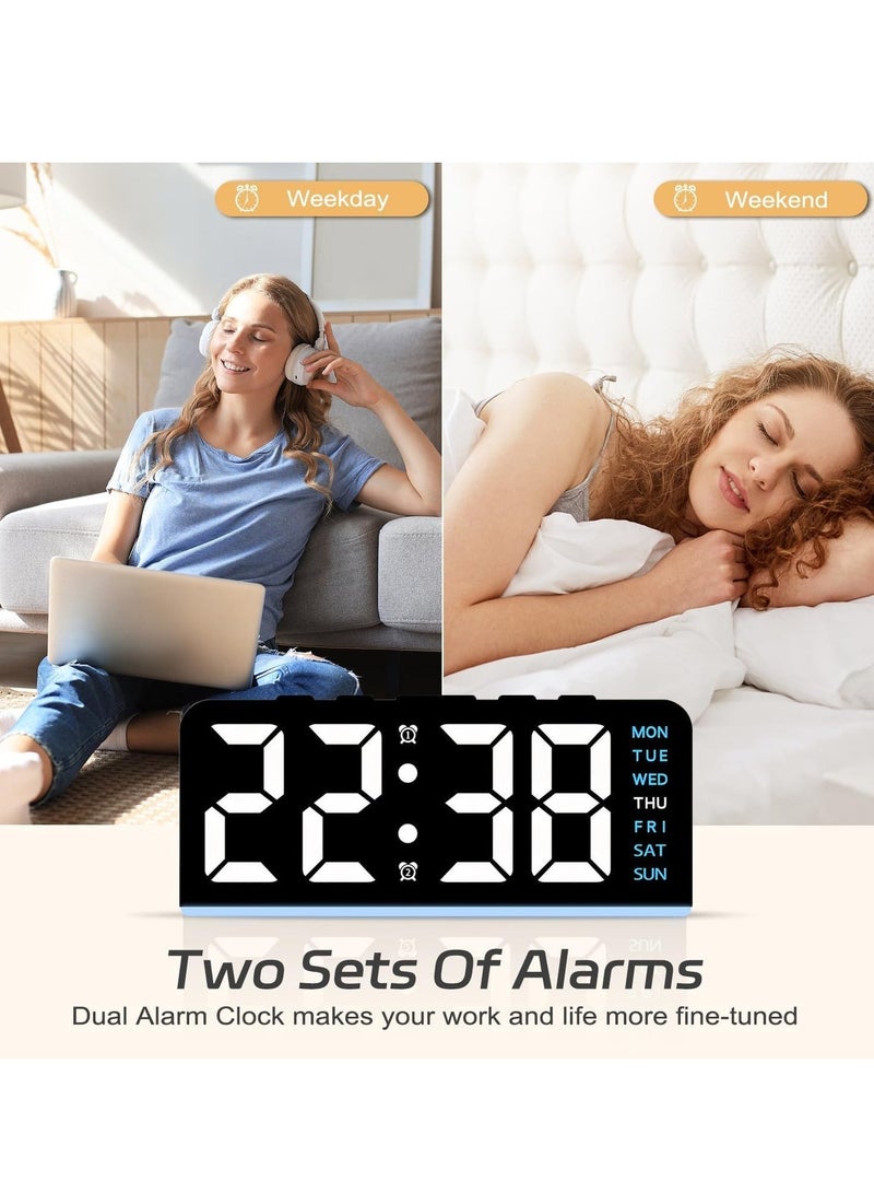 Y&D Digital Alarm Clock LED Digital Clock with Ambient Light with Day Date Temperature 12 24H Dual Alarm Snooze Bedside Desk Table Clock for Office Bedroom Kids Elderly - Image 4