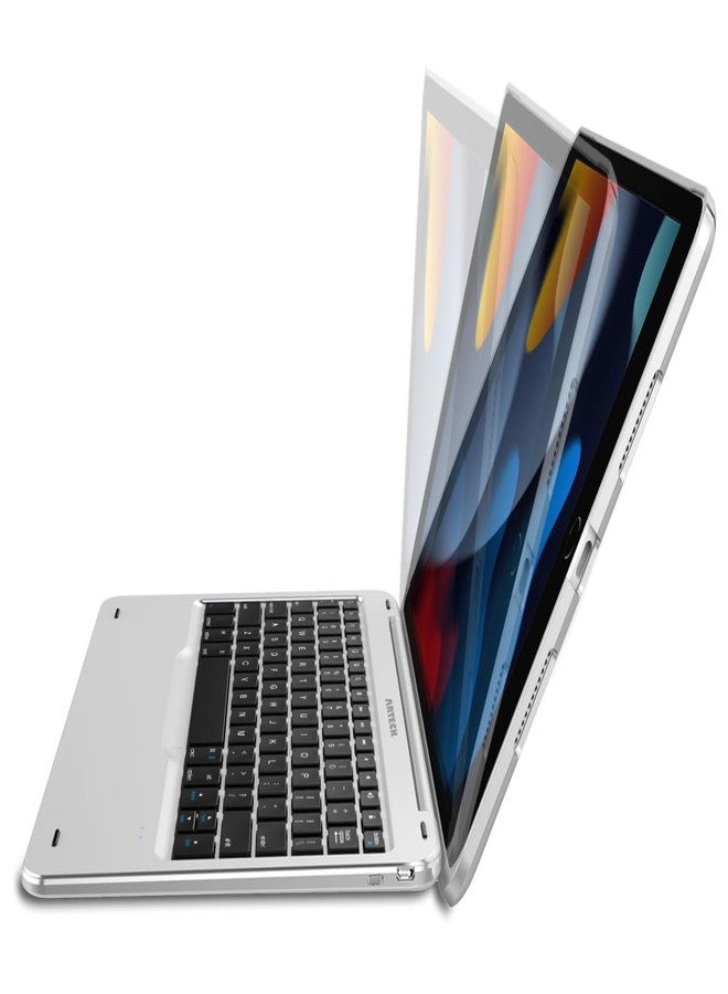 Arteck iPad 9th Gen (10.2-inch, 2021) Keyboard Case, Ultra-Thin Bluetooth Keyboard with Folio Full Protection Case for Apple 10.2-inch iPad 9 (2021) 8 and 7 with 130 Degree Swivel Rotating - Image 4