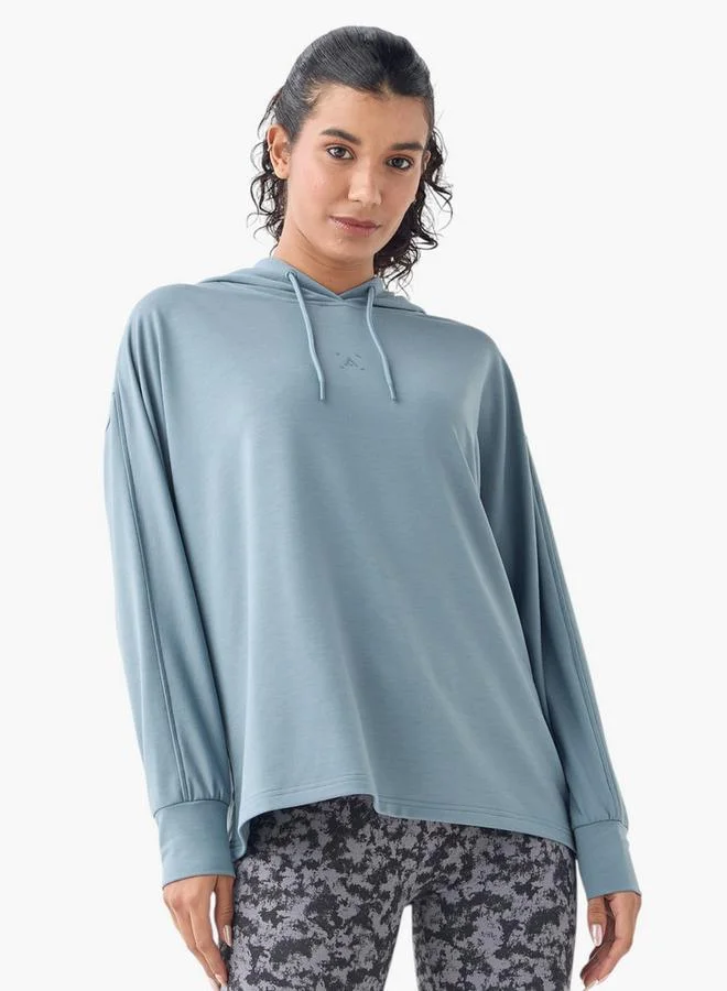 Solid Sweatshirt with Hood and Long Sleeves