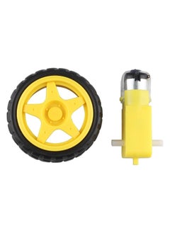 1 Set of DC Gear Motors and Tire Wheels for Arduino Smart Car Robot Projects (Yellow) - 3V-6V DC Motors with 100MA-120MA Current, Ideal for DIY Robotics