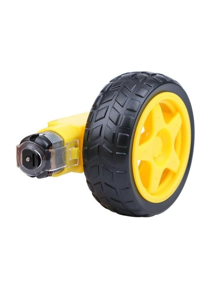 Generic - 1 Set of DC Gear Motors and Tire Wheels for Arduino Smart Car Robot Projects (Yellow) - 3V-6V DC Motors with 100MA-120MA Current, Ideal for DIY Robotics - Image 1