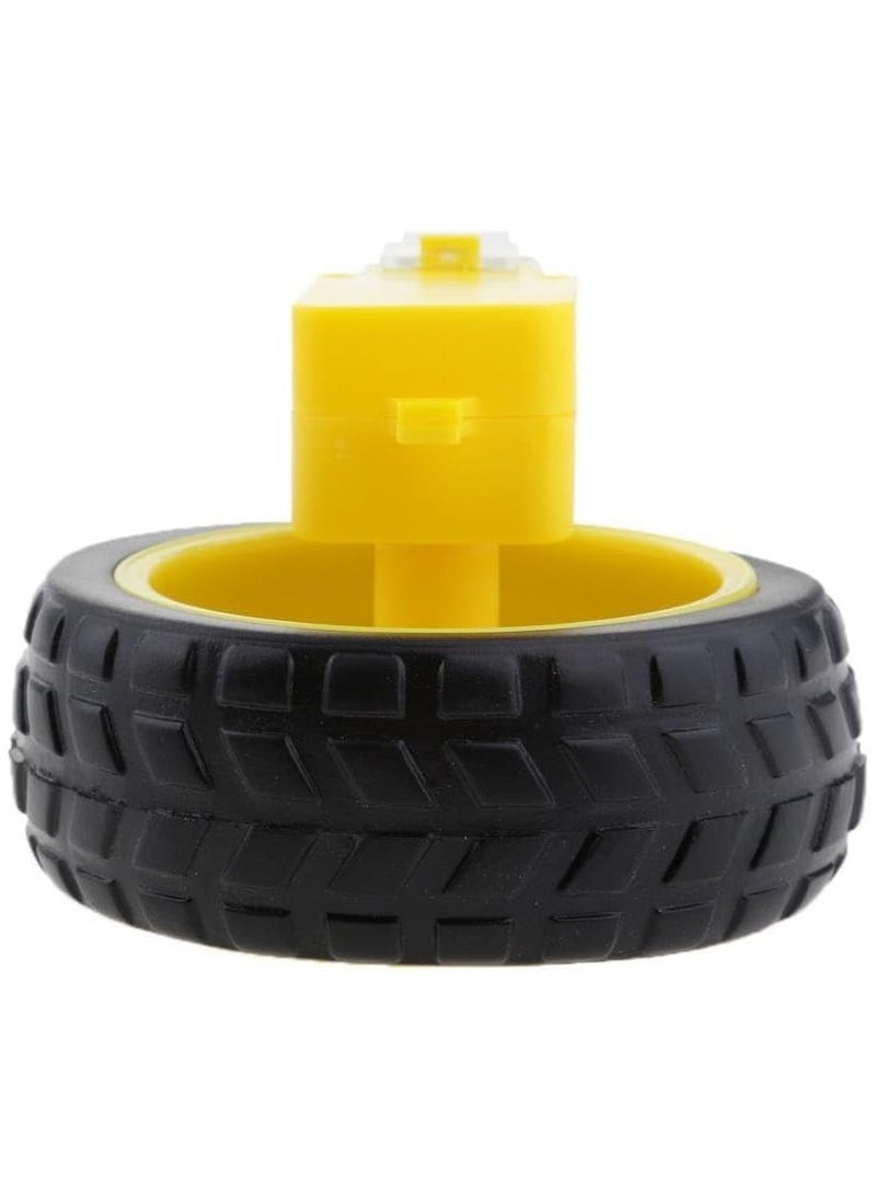 Generic - 1 Set of DC Gear Motors and Tire Wheels for Arduino Smart Car Robot Projects (Yellow) - 3V-6V DC Motors with 100MA-120MA Current, Ideal for DIY Robotics - Image 1