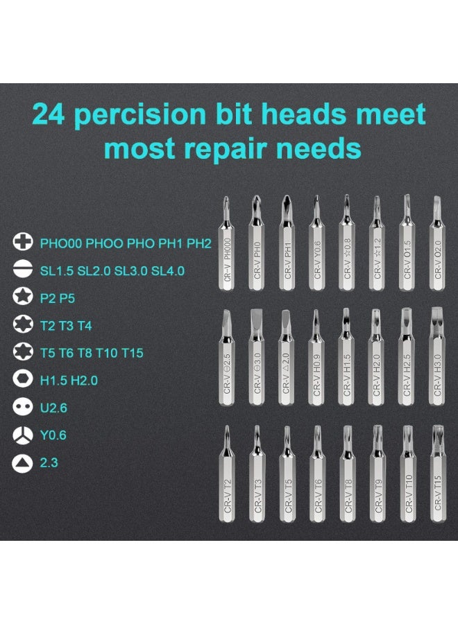 CMGTYYD 25-in-1 Small Precision Screwdriver Set, Professional Magnetic Mini Repair Tool Kit for Phone, Eyeglass, Watch, Laptop, Computer, Macbook, Game Console, Jewelers, Camera - Image 2