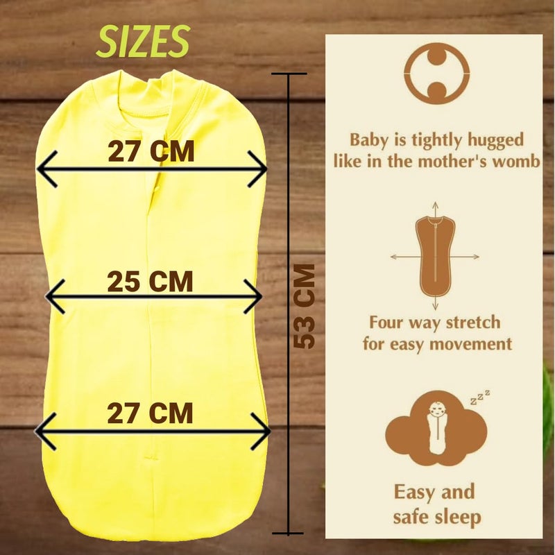 MammaChamp Zipper Swaddle POD Sleeping Bag Blankets Wrap Sack for Newborn Infant Baby 0-3 Months (Pack-of 2) (Yellow+Dark Blue) - Image 3