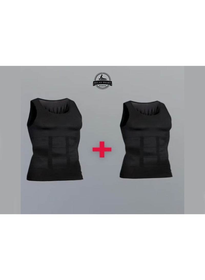 Relax Smart Men’s Slimming Belt 2-Piece Body Shaper Vest – Waist Trainer & Back Support Compression Top - Image 2