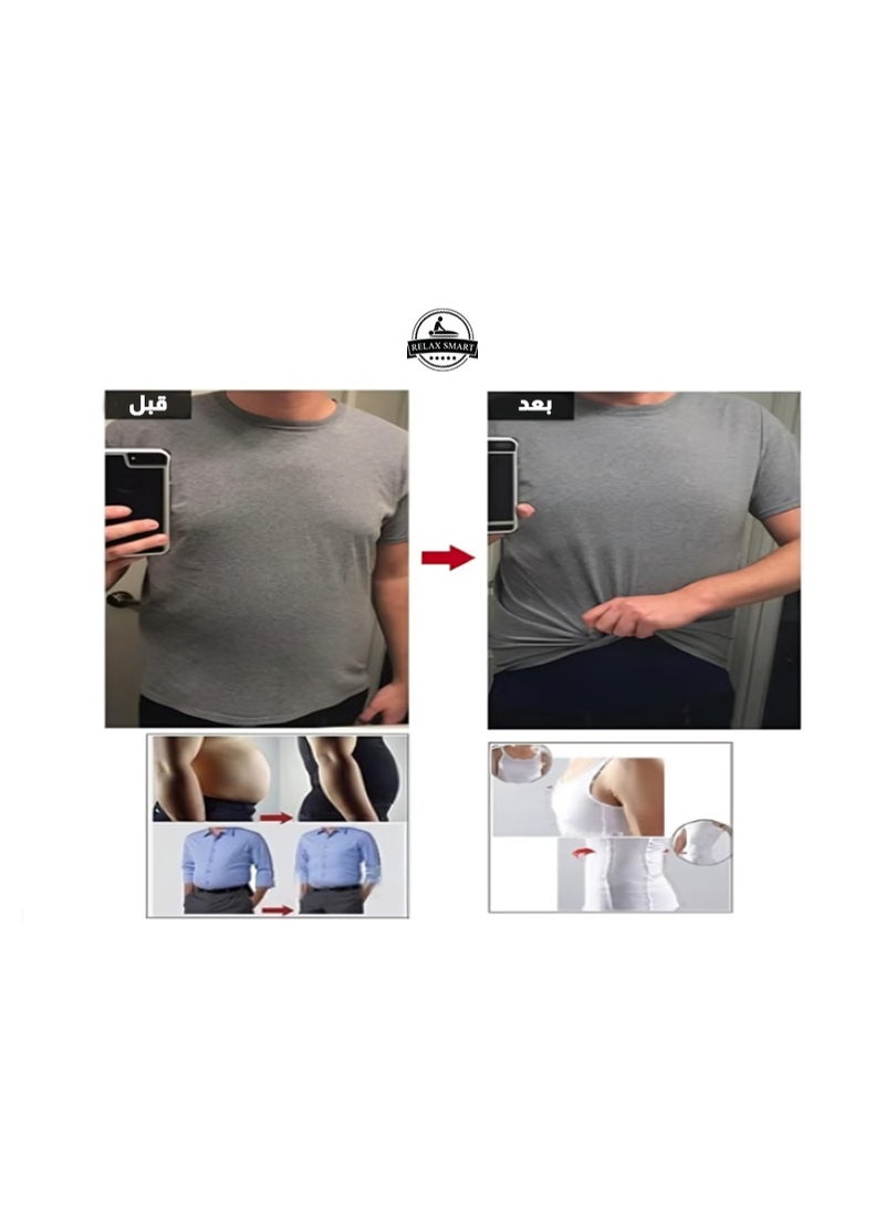 Relax Smart Men’s Slimming Belt 2-Piece Body Shaper Vest – Waist Trainer & Back Support Compression Top - Image 3