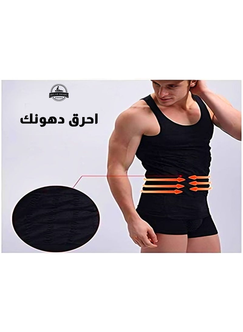 Relax Smart Men’s Slimming Belt 2-Piece Body Shaper Vest – Waist Trainer & Back Support Compression Top - Image 5