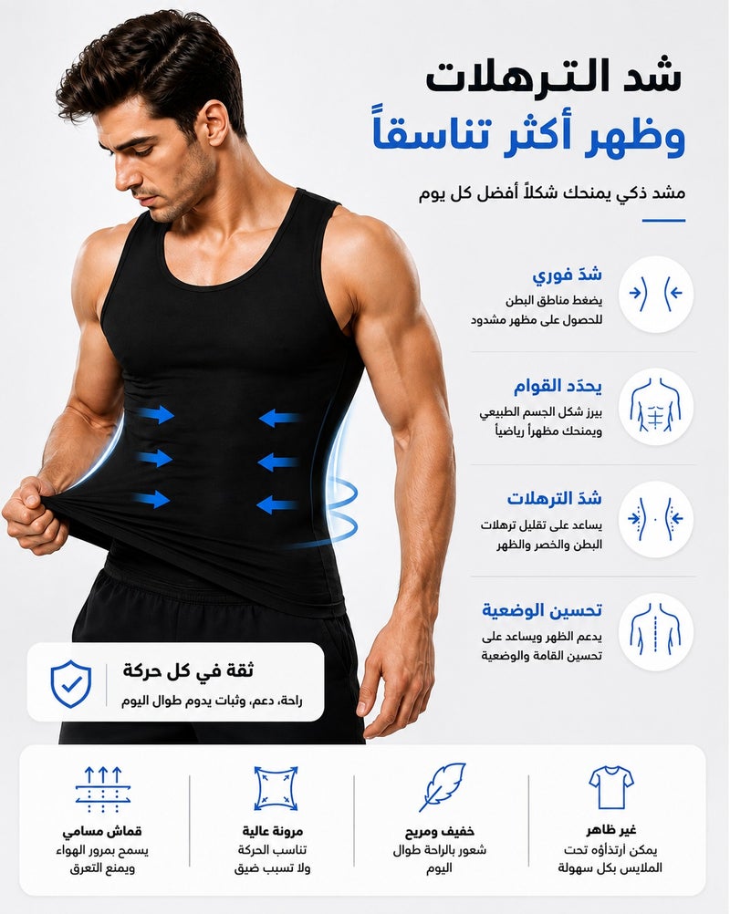 ريلاكس سمارت عبوة من 2 مشد ضاغط الجسم فيست لشد وتنسيق منطقة البطن حزام تنحيف اللون أسود - Image 5