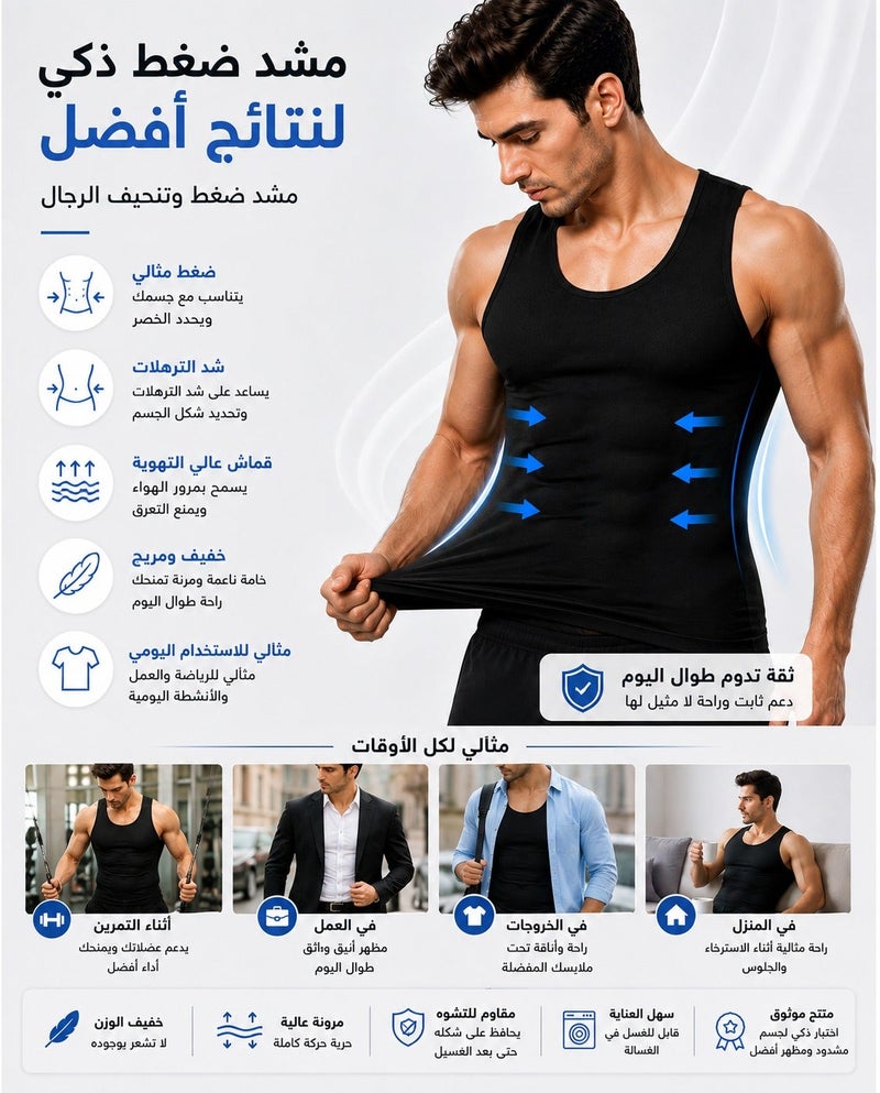 ريلاكس سمارت عبوة من 2 مشد ضاغط الجسم فيست لشد وتنسيق منطقة البطن حزام تنحيف اللون أسود - Image 4
