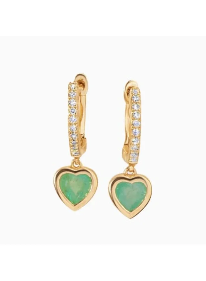 Sosha Elegance Sage Chroma Heart Dangle Hoops