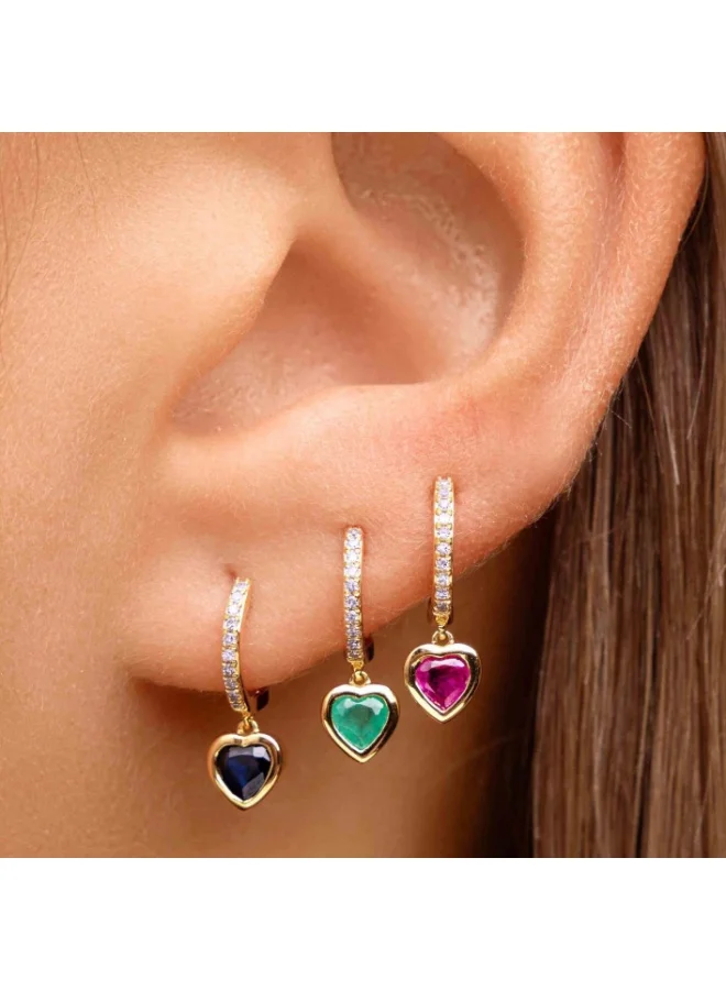 Sosha Elegance Sage Chroma Heart Dangle Hoops