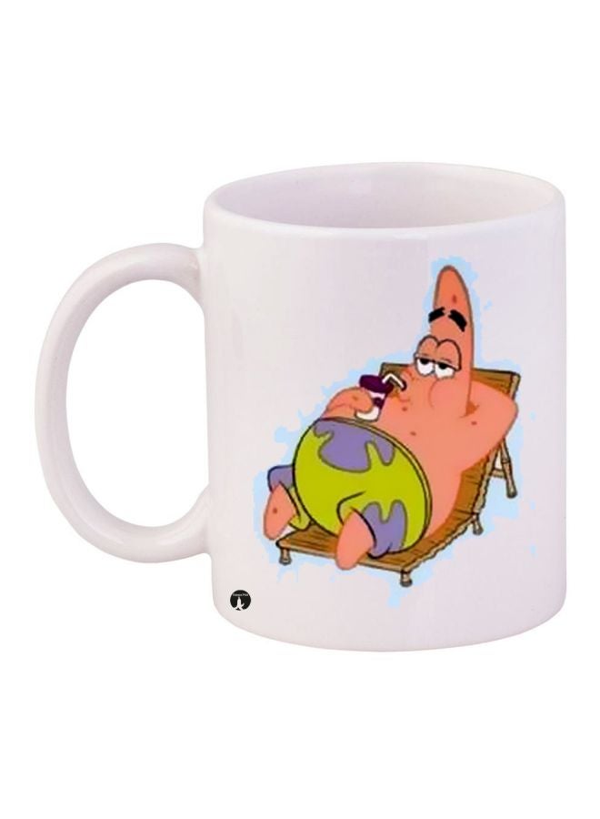 RYN Cartoon Printed Coffee Mug White/Beige/Green 11ounce