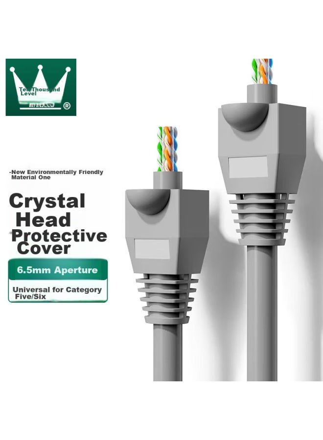Ofnpftth Network Cable Crystal Head Protective Sleeve, 100 Pieces, Category 6 Network Cable Connector Sleeve, Rj45 Computer Network Cable Protective Sleeve, Wj-15522 Gray - Image 1
