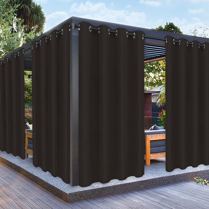 PureFit PureFit Outdoor Curtains for Patio Waterproof Weatherproof UV and Fade Resistant Outside Curtains for Gazebo Front Porch Pergola Sun Blocking Privacy Curtain 52W x 95L inch 1 Panel Chocolate 