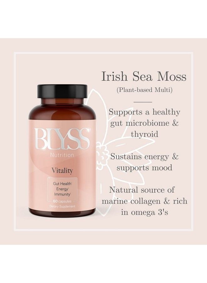 BLYSS Nutrition - Organic Irish Sea Moss Capsules For Women Seamoss Bladderwrack & Burdock Capsules For Energy & Joint Health Anti Aging Seamoss Pills Vegan & Organic Sea Moss Capsules For Gut Health & Metabolism - Image 1