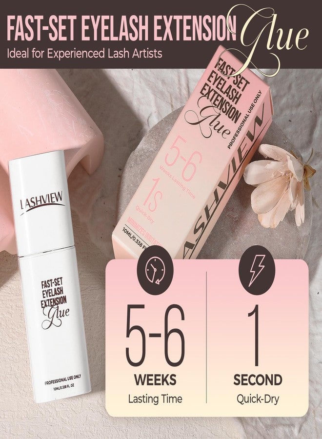 LASHVIEW Eyelash Extensions Glue 1 Sec Dry / 10ml /0.34 fl.oz/Retention 5-6 Weeks Black Adhesive Professional Supplies PV03 - Image 4
