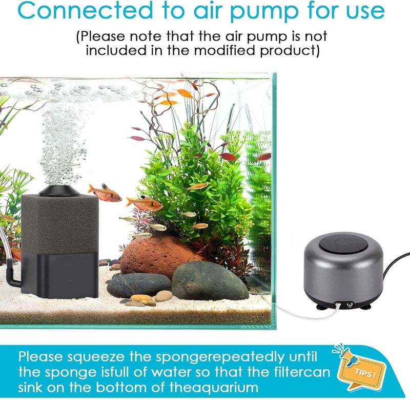 Luckam Aquarium Sponge Filter, Submersible Fish Tank Filter Quiet Aeration Bio Sponge Corner Filter for Breeding Fry Betta Shrimp Fish Tank - Image 5