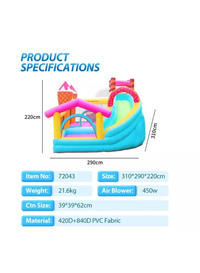 FLOBO Inflatable Ice Cream Theme Bouncy House & Slide for Kids (Age 3-8) with 450W Blower - Image 4