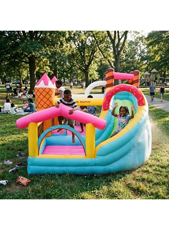 FLOBO Inflatable Ice Cream Theme Bouncy House & Slide for Kids (Age 3-8) with 450W Blower - Image 3